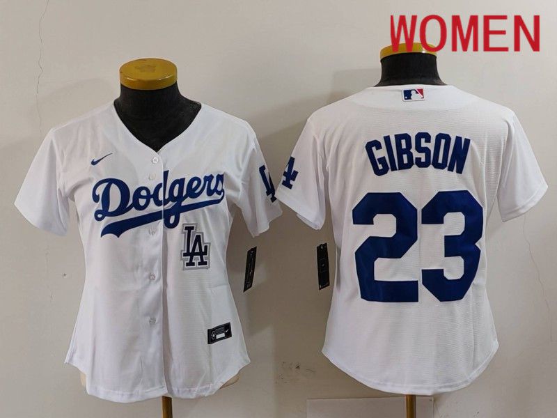 Women Los Angeles Dodgers 23 Gibson White Nike Game 2024 MLB Jersey style 5